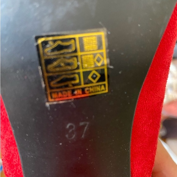 New womens Sz 6.5 over the knee high heels red suede sexy party boots - Picture 9 of 10